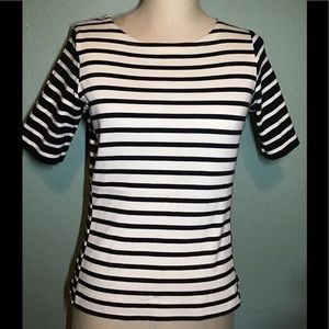 L.K. Bennett women’s short sleeve stripe blouse size small